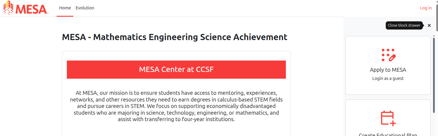 CCSF MESA Department screenshot